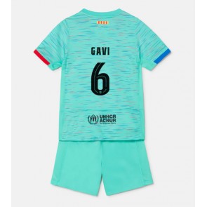 Barcelona Paez Gavi #6 Tredje trøje Børn 2023-24 Kort ærmer (+ korte bukser)